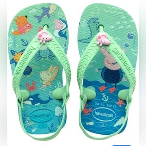 Infant Toddler Children’s Youth Havianas Flip Flops Peppa Pig Green NEW 20 Green